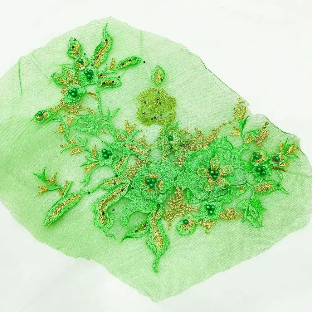 3D Flowers 3D Embroidered Patches Colorful Sequined Flower Lace Sewing On Patches Elegant Multi-functional Beaded Lace Applique