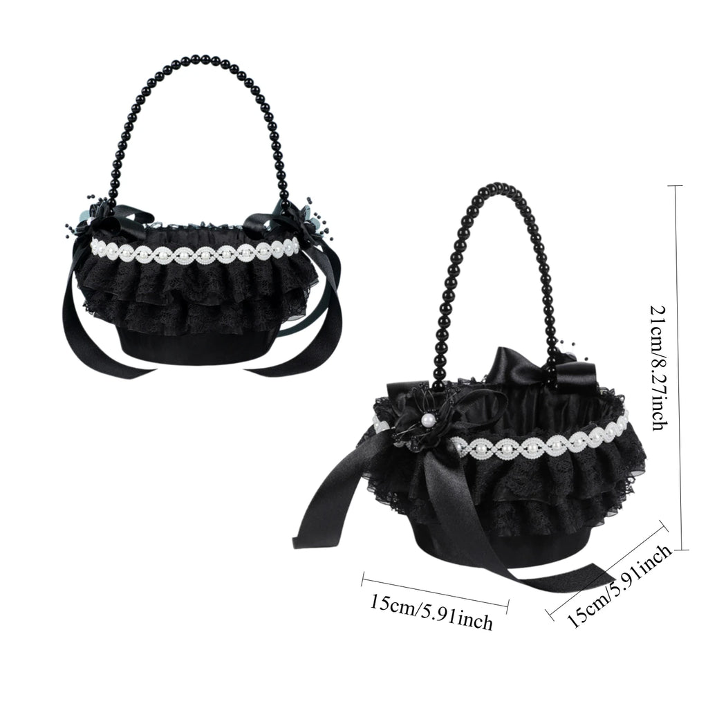 2 Pcs Wedding Black Flower Basket Girl  Western Flower Basket for Anniversary, Bridesmaids and Flower Girls