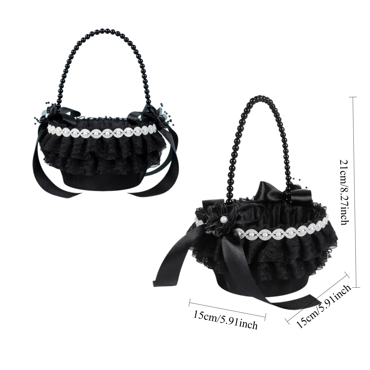 2 Pcs Wedding Black Flower Basket Girl  Western Flower Basket for Anniversary, Bridesmaids and Flower Girls