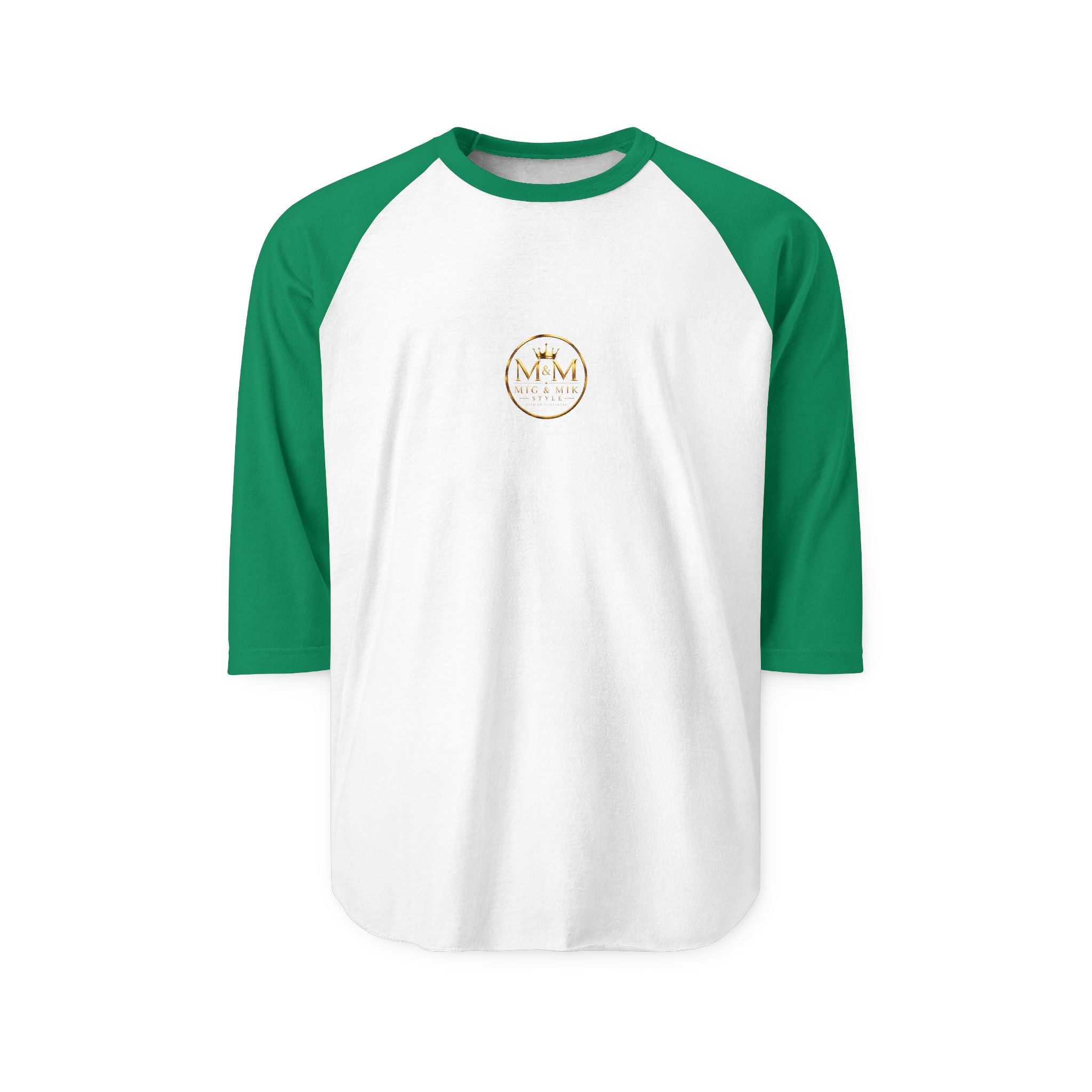 MIG & MIK STYLE Gold Crown Vintage Emblem Raglan Shirt | Premium 3/4 Sleeve Baseball Tee