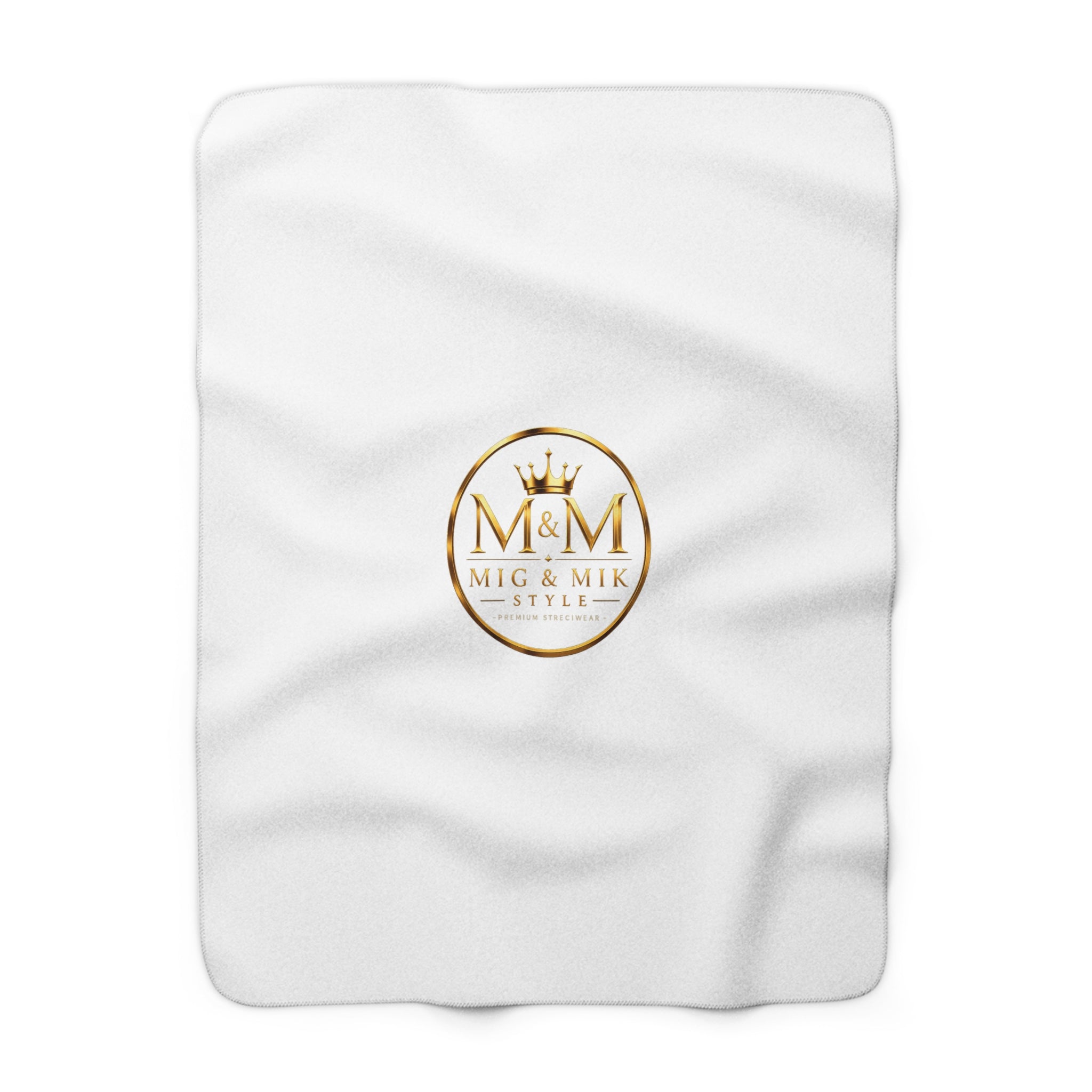 Sherpa Fleece Blanket — Luxury Gold Crest “M&M Mig & Mik Style” Cozy Throw