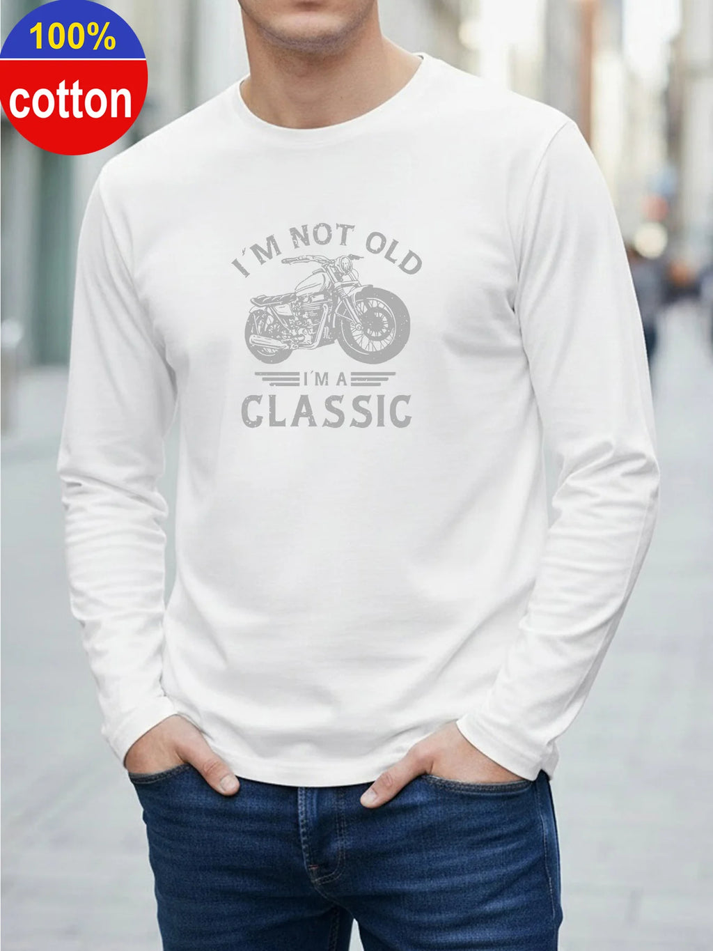 Men's Motorcycle Print Cotton Long Sleeve Tee — MIG & MIK STYLE™