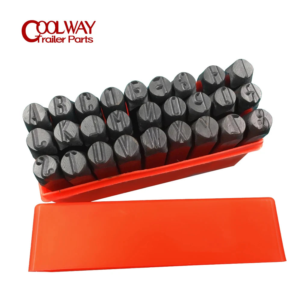 4MM Steel Die Metal Stamping kit Punch Tool With Trailer ID Tag Plate Number Letter Alphabet Stamps Tools