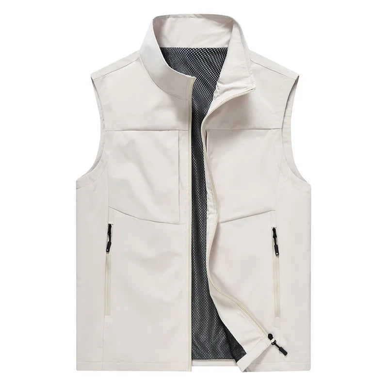 Spring Autumn Men's Jacket with Pockets for Casual Outdoor Use Quick-Drying, Multi-Pocketed Blazer Collared Shirt-style Men Coat