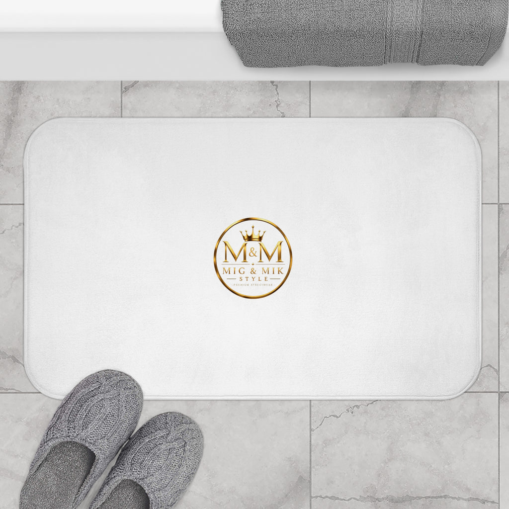 Gold Monogram Logo Bath Mat — Elegant Luxury Hotel-Style Bathroom Rug