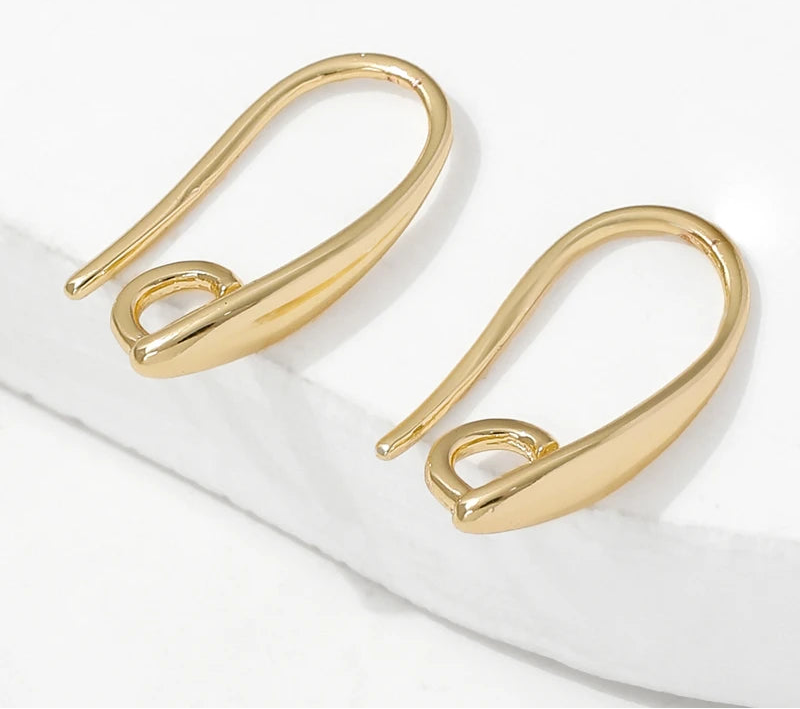 14K Gold Plated Brass Smooth Earring Hook Ear Wire For Earring Making Supplies,DIY Jewelry Making Findings Accessories