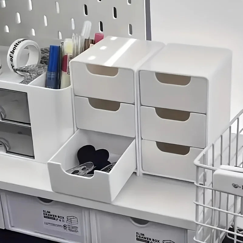 3-Tier Desk Organizer Storage Drawers Is Suitable for Stationery, Jewelry and Cosmetics Storage Portable Partition Box