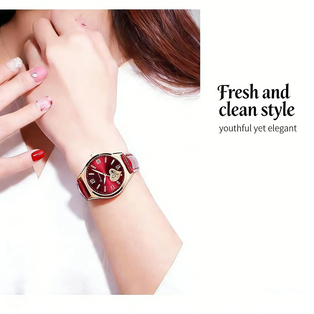 RUIXINE Women Watches Luxury Classic Stylish Dress Quartz Watch Slim Case Elegance Leather Strap Wristwatch
