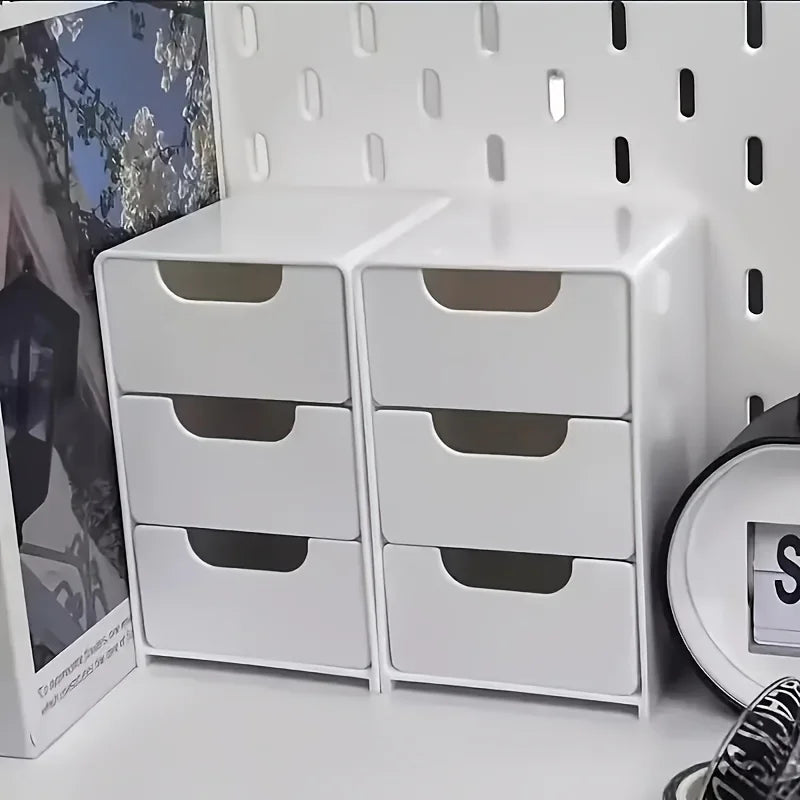 3-Tier Desk Organizer Storage Drawers Is Suitable for Stationery, Jewelry and Cosmetics Storage Portable Partition Box
