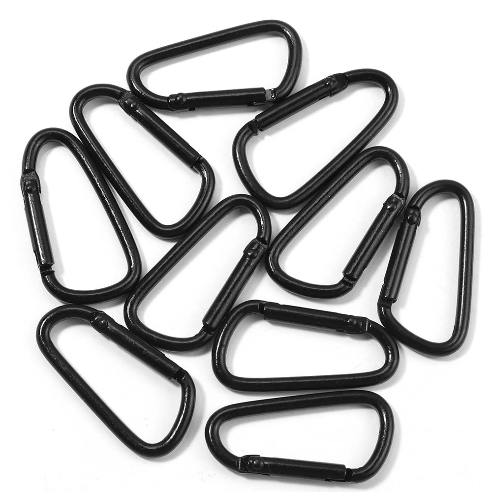10pcs Colorful Carabiner Clip Alloy Keychain Clasps Hook 45X24mm D-ring Spring Snap Buckle For DIY Jewelry Making Accessories