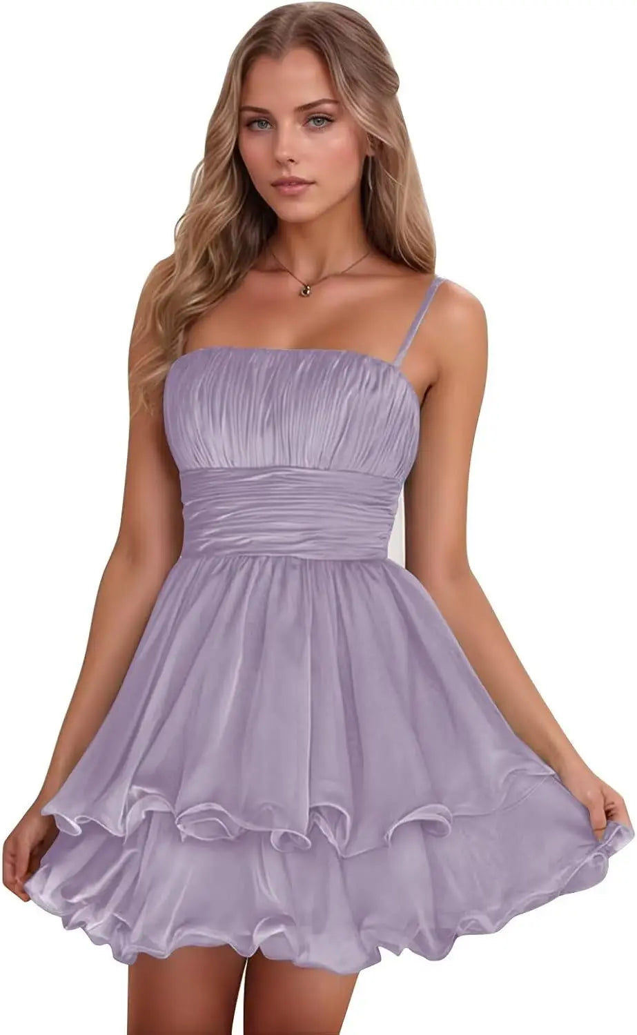 Sexy Women's Short Homecoming Dress 2026 Ruffle Square Neck Bridesmaid Mini Prom Chiffon Cocktail Gown Graduation Party Wear
