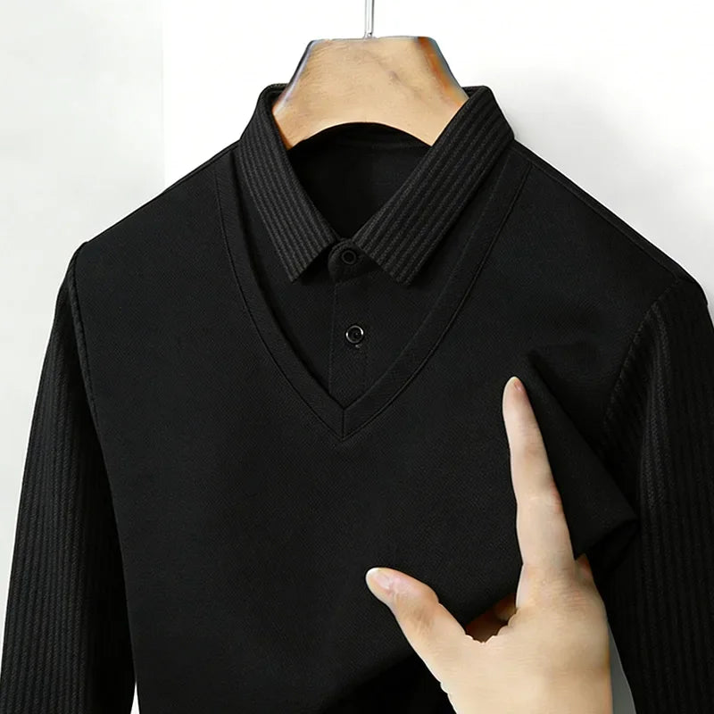 Men's Fake Two-Piece Striped Long Sleeve Top — MIG & MIK STYLE™