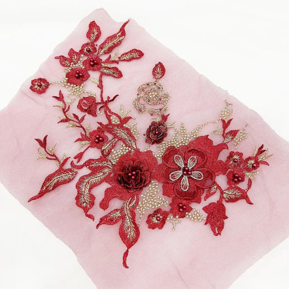 3D Flowers 3D Embroidered Patches Colorful Sequined Flower Lace Sewing On Patches Elegant Multi-functional Beaded Lace Applique