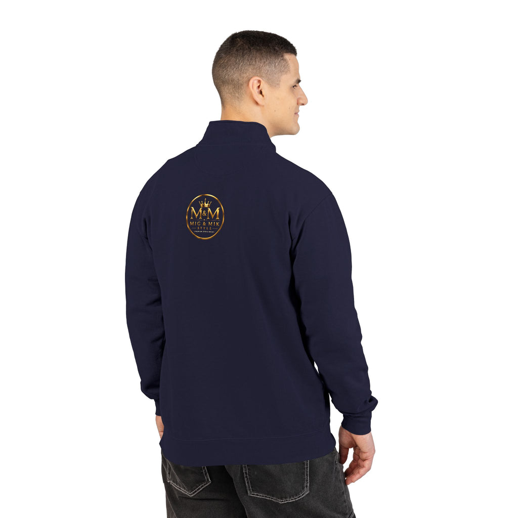 Quarter-Zip Sweatshirt — Gold Crown Logo Crewneck (Emblem Front & Back)