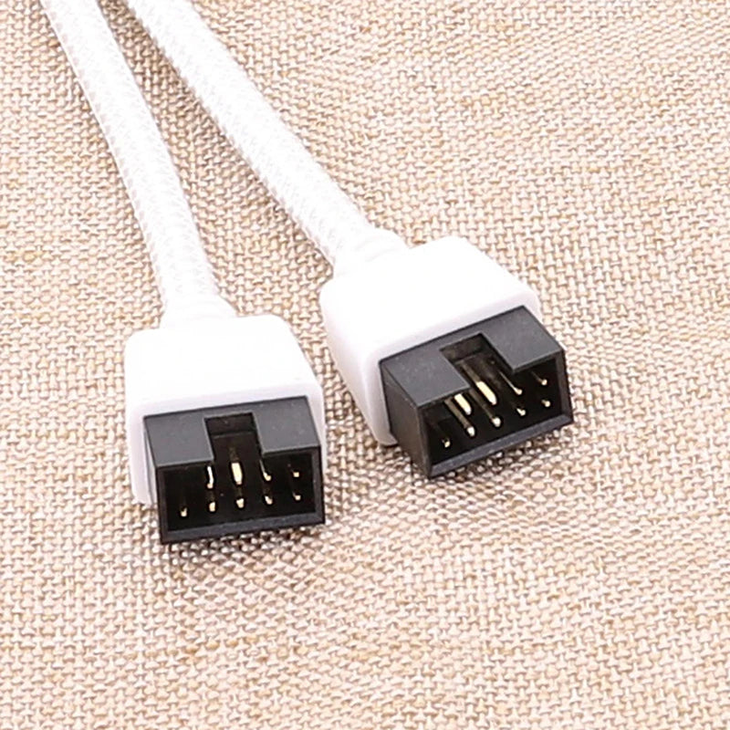 Motherboard USB2.0 9-pin To Dual 9-pin One-to-two 9PIN To Dual 9USB Shielded Wire Mesh Black And White