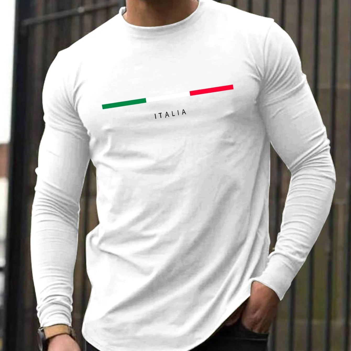Men's Italia Print Cotton Long Sleeve Tee — MIG & MIK STYLE™