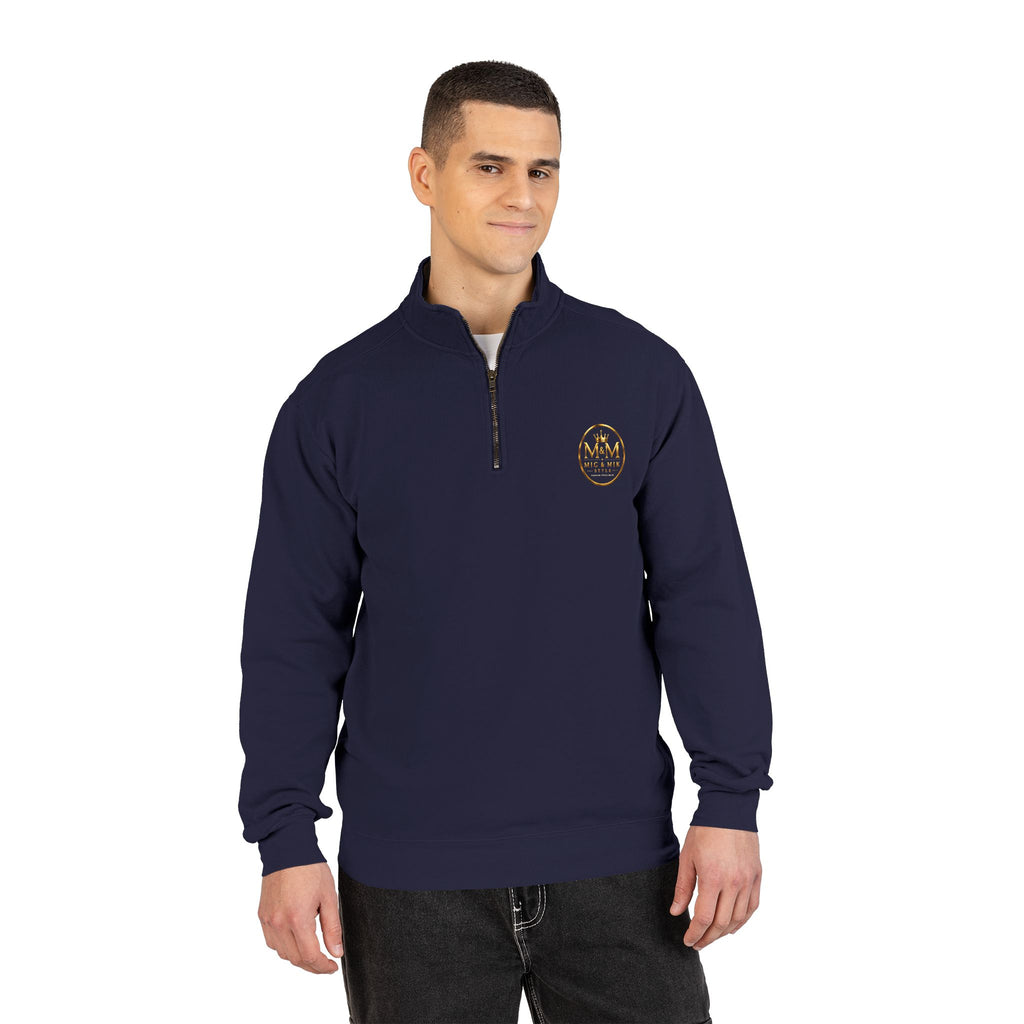 Quarter-Zip Sweatshirt — Gold Crown Logo Crewneck (Emblem Front & Back)
