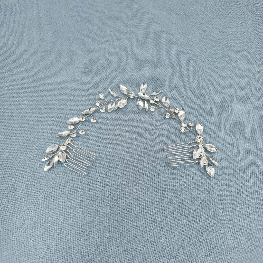Handmade Fashion Crystal Flower Hair Comb Clip Rhinestone Leaf Hairpin Bridal Wedding Hair Accessories Jewelry Hair Comb Clip