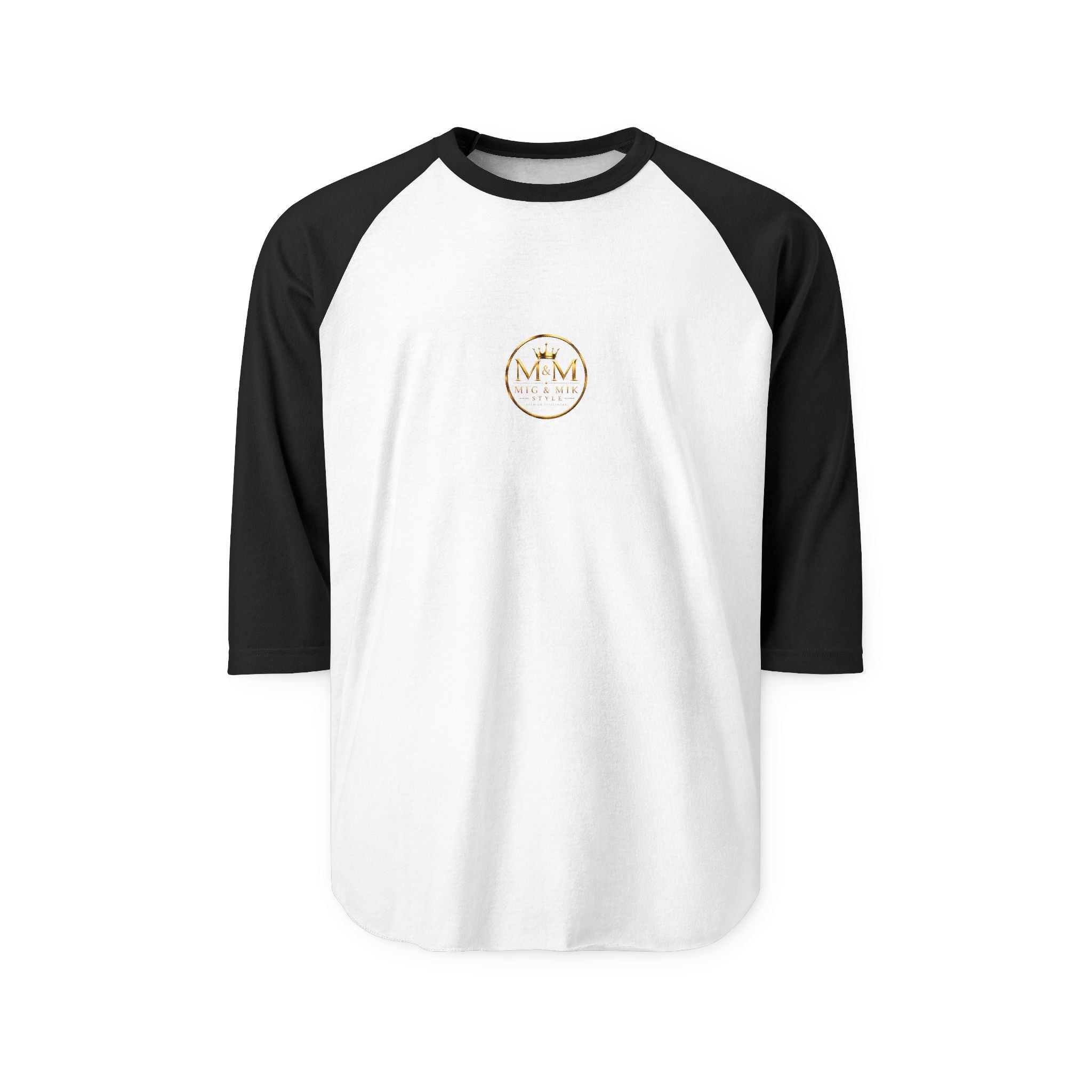 MIG & MIK STYLE Gold Crown Vintage Emblem Raglan Shirt | Premium 3/4 Sleeve Baseball Tee