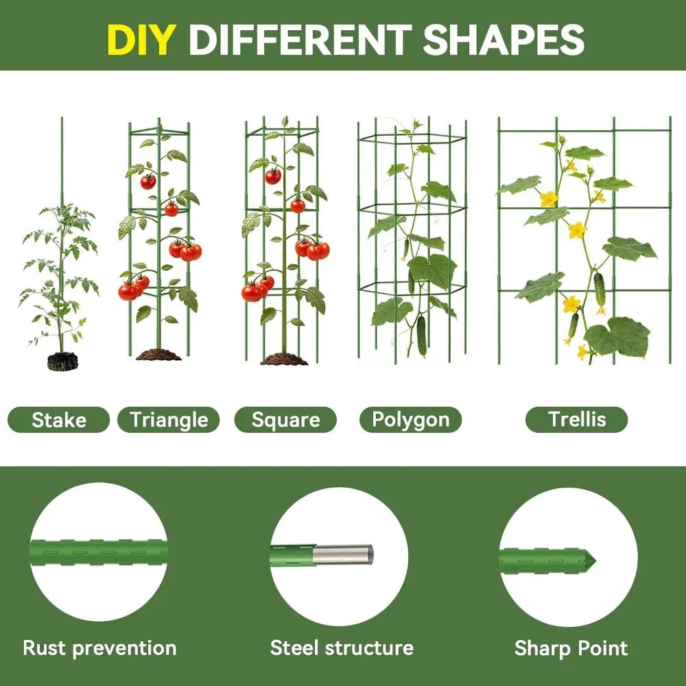 Adjustable Tomato Cage 8-Pack, 63" Tall Plant Support for Garden, Pots & Raised Beds