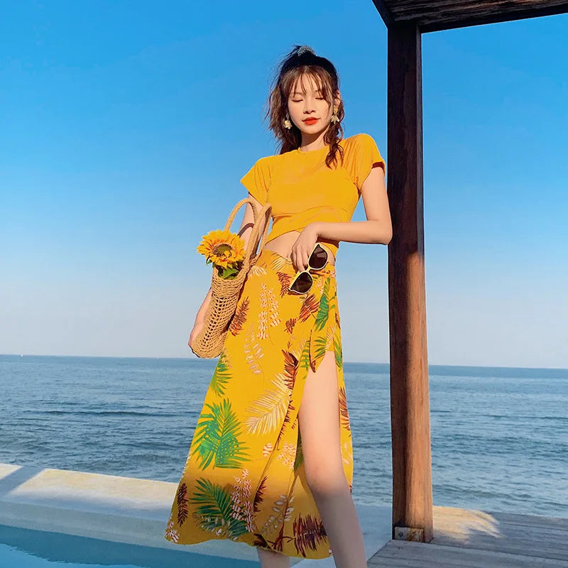 2026 New 3 Piece Swimsuit Women Tummy Control Slimming K Fashion Bathing Suit Sexy Conservative Hot Spring Wear