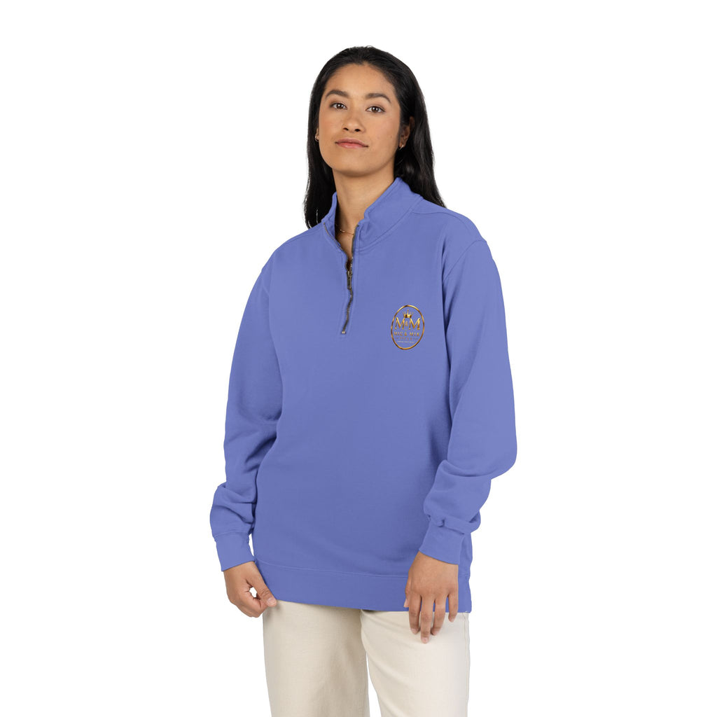 Quarter-Zip Sweatshirt — Gold Crown Logo Crewneck (Emblem Front & Back)