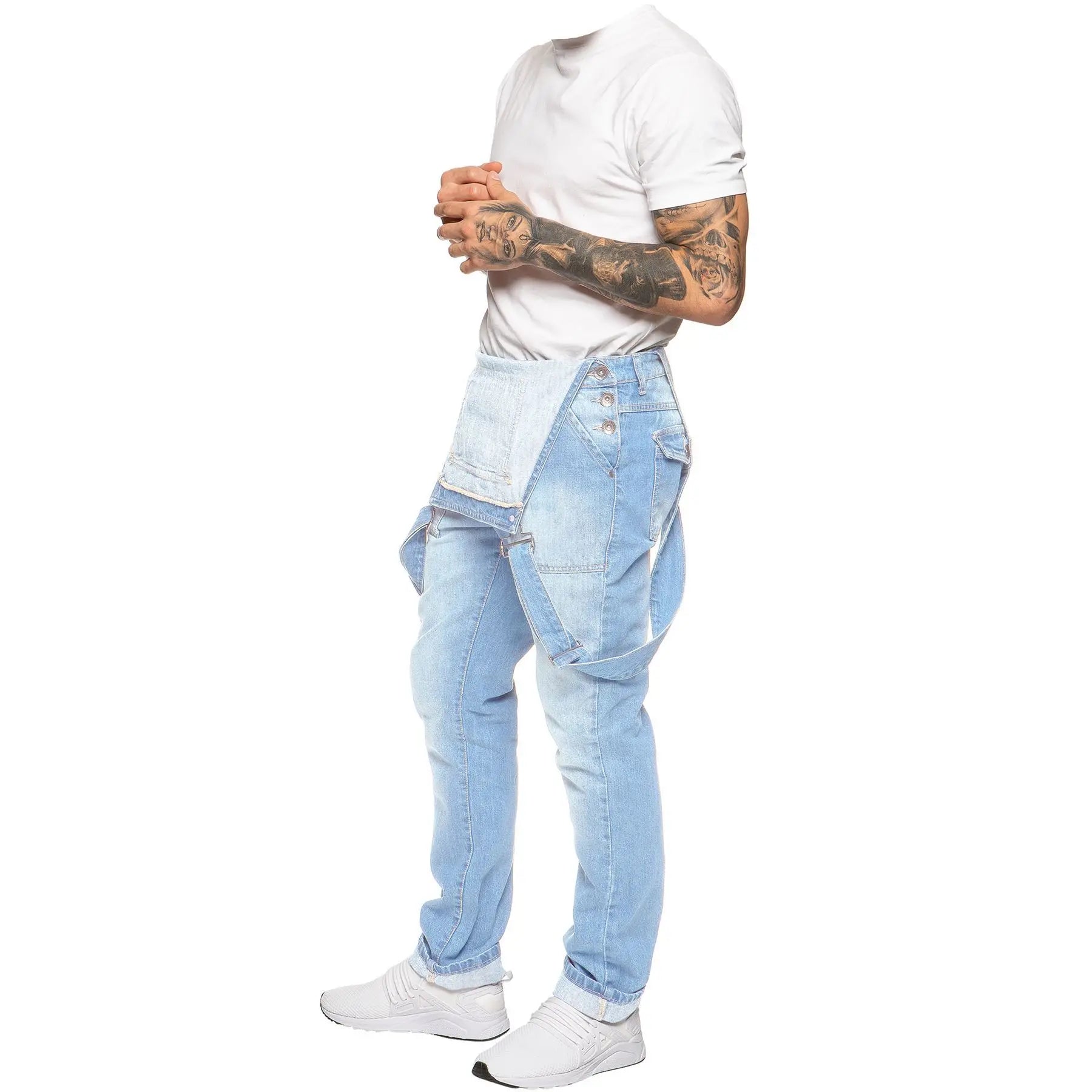 Overalls Men's Casual Multi-Bag Elastic Slim-fit Pants Men's Denim Overalls