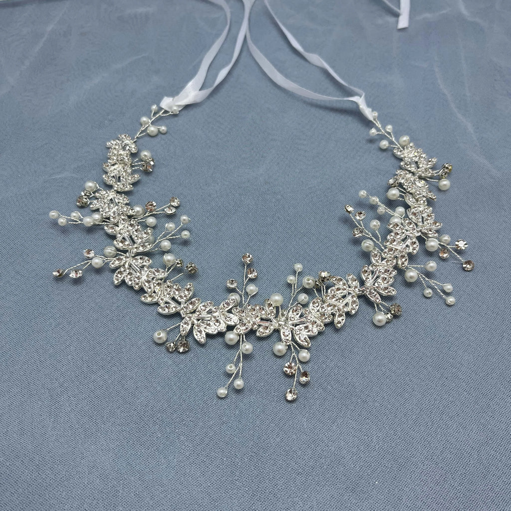 Handmade Fashion Crystal Flower Hair Vine Headband Pearl Hairband Bridal Wedding Hair Accessories Jewelry Hair Vine Headband
