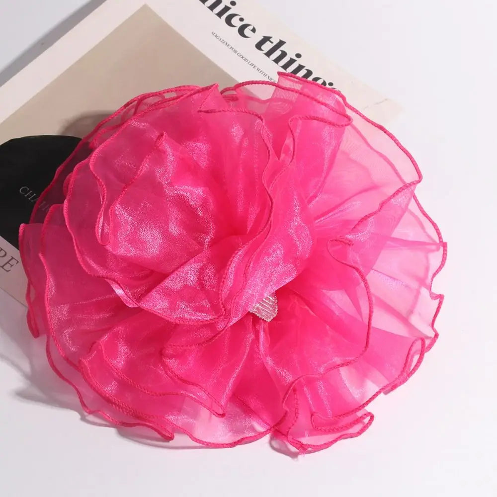 Photography 3D Large Fabric Flower Brooch Exaggerated Lace Clothing Patch Handmade Pin Clothes Appliques Stage Performance
