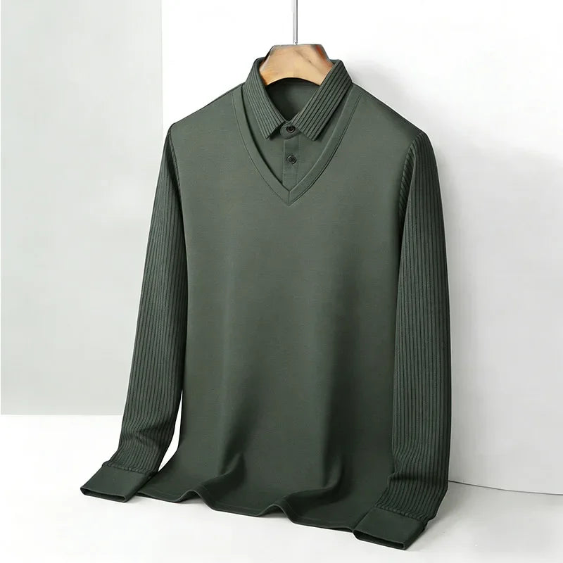 Men's Fake Two-Piece Striped Long Sleeve Top — MIG & MIK STYLE™