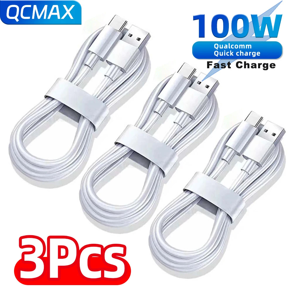 3PCS 100W 6A Super Fast Charger Cable Fast USB Type C Charging Data Cord Quick Charger Cabletype c charger fast charging