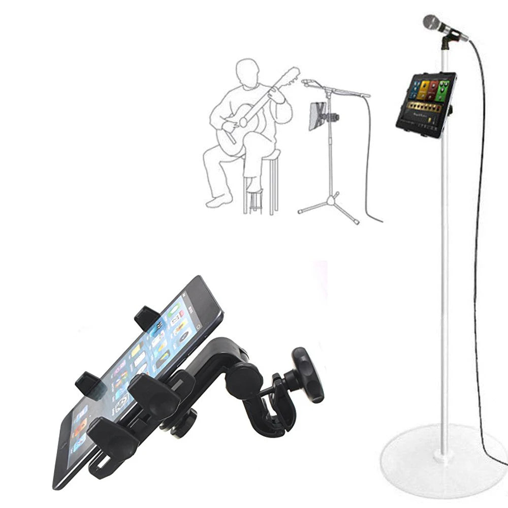 tablet holder for Microphone stand ABC plastic mobile phone mount for Apple Ipad for Iphone 4.5-12.9'' ereader kindle car mount