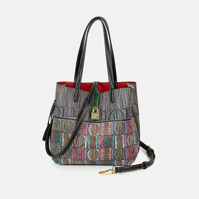 MIG & MIK STYLE™ Multicolor Monogram Tote Bag