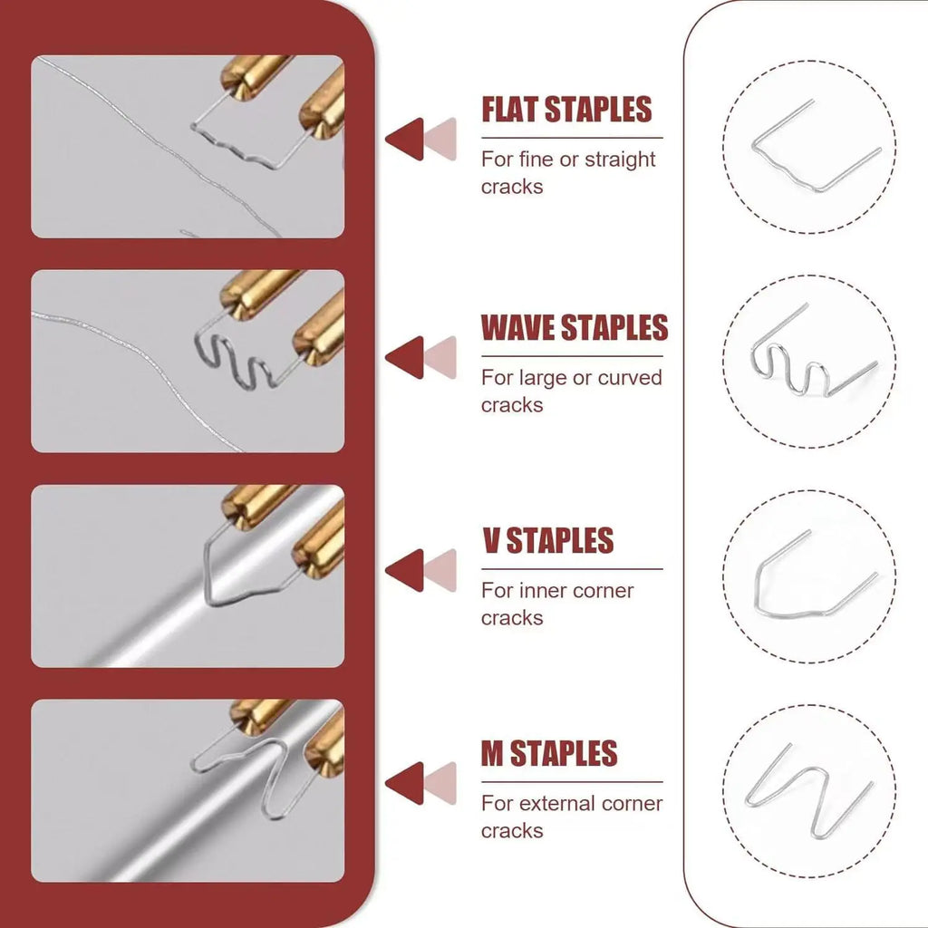 600Pcs Plastic Welding Staples 6 Types Hot Staples for Auto Plastic Repair Architectural Modelling Toy Manufacturing 100Pcs/Type
