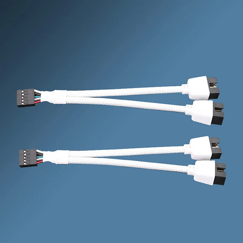 Motherboard USB2.0 9-pin To Dual 9-pin One-to-two 9PIN To Dual 9USB Shielded Wire Mesh Black And White