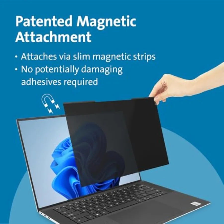 14 inch laptop privacy screen for office use, magnetic aluminum frame, black, removable 16:10 design with anti-glare and blue l