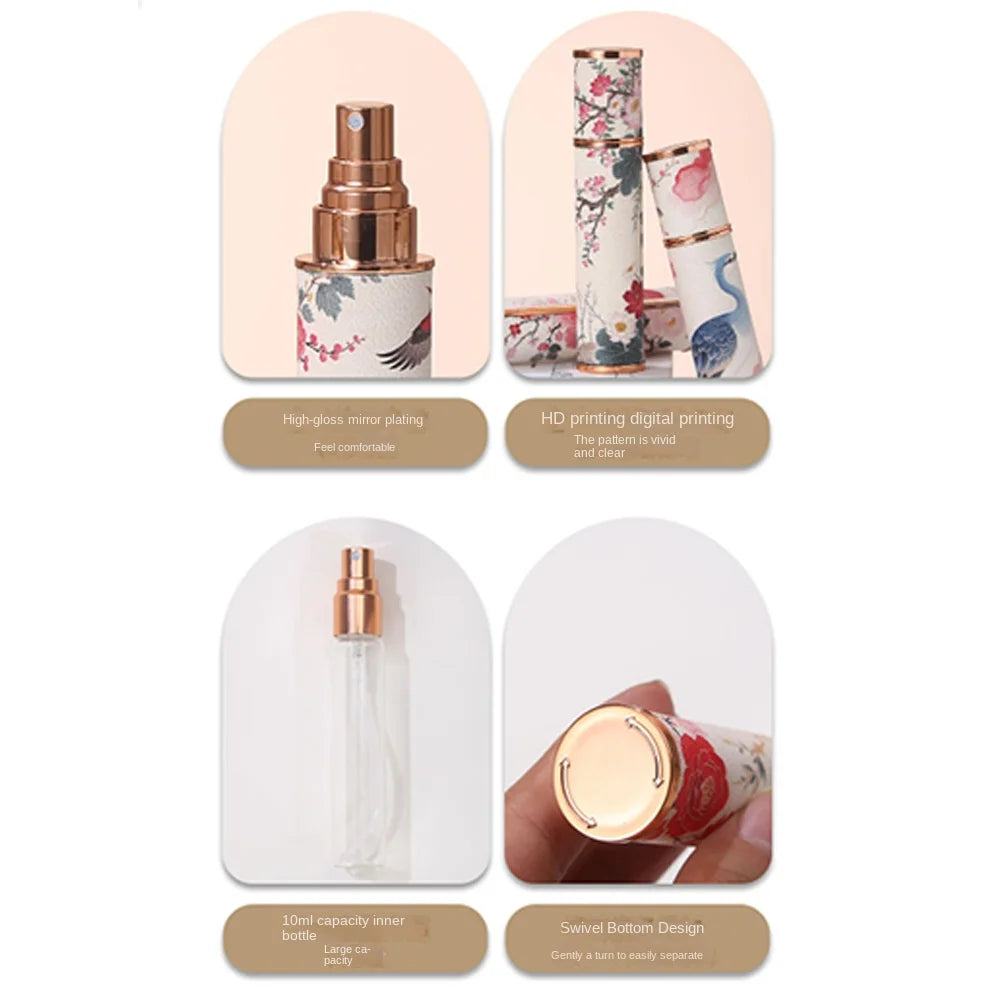 Portable PU Leather Perfume Bottle Phoenix 10ml Spray Bottle Leak-proof Empty Ultra-fine Mist Fragrance Container for Woman