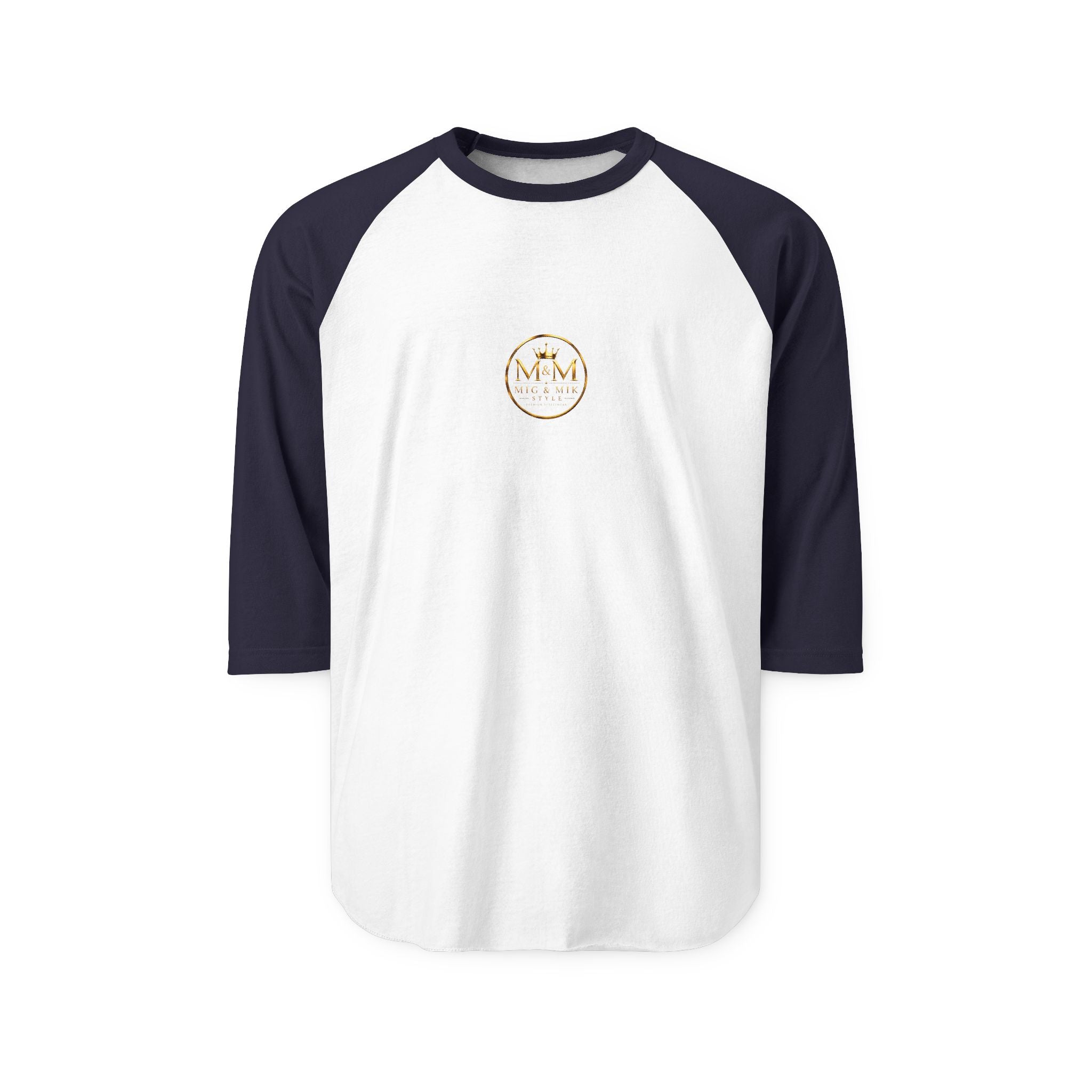 MIG & MIK STYLE Gold Crown Vintage Emblem Raglan Shirt | Premium 3/4 Sleeve Baseball Tee