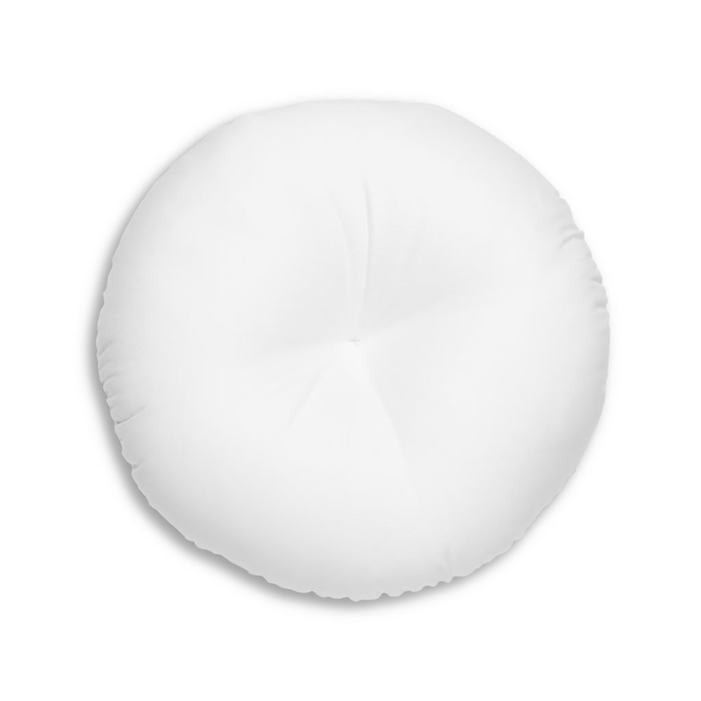 Round Tufted Floor Pillow — Gold "M & M Mig & Mik Style" Logo Cushion