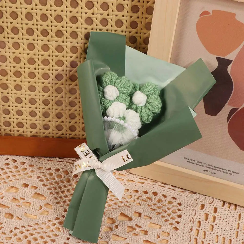 Fake Flowers Crochet Flowers Knitted Flower Hand Woven Artifiical Folwer Bouquet Sweet Funny Artificial Flower Potted Plant