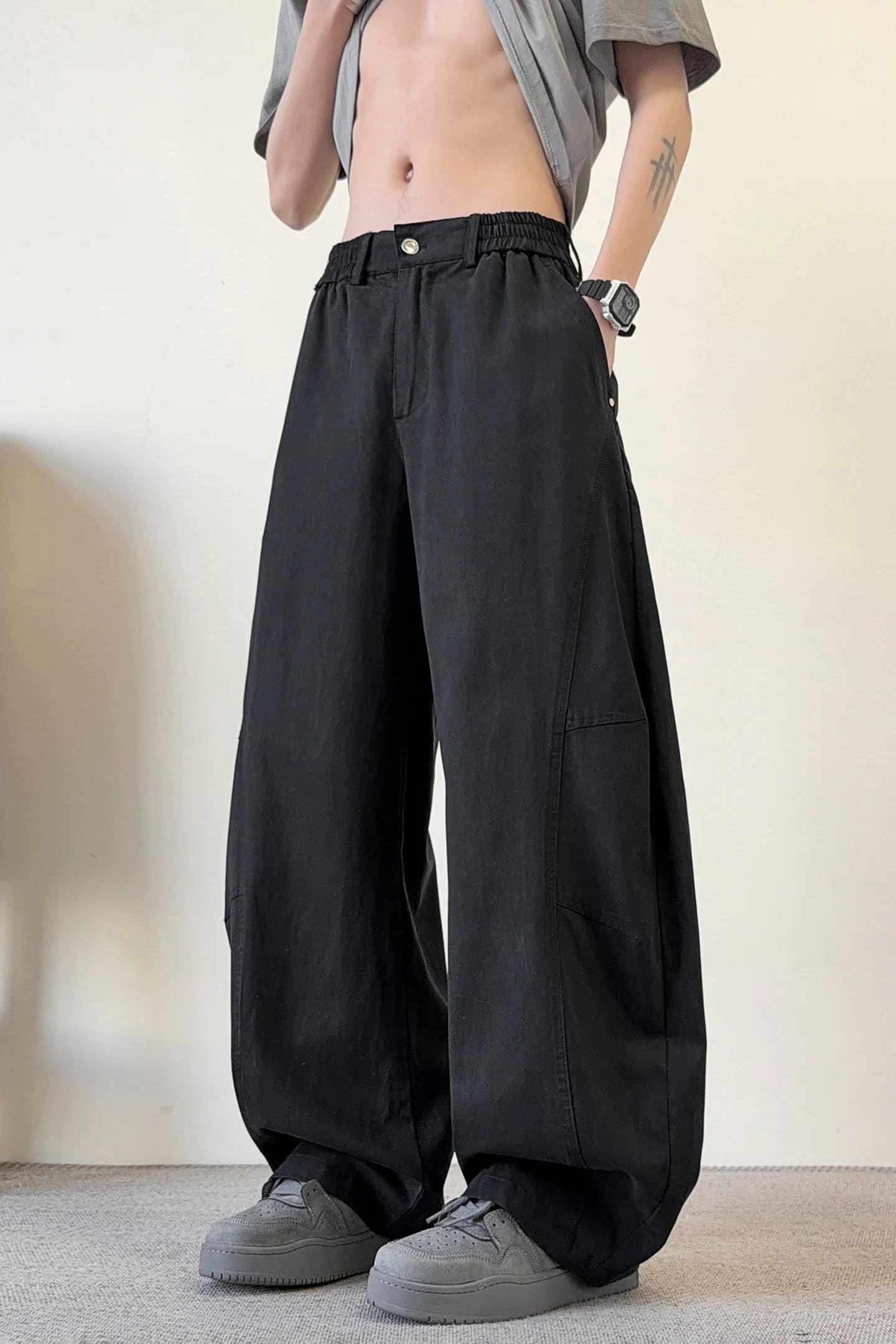 Men's Fashion Kukri Pants Spring Autumn 100% Cotton Loose Fit Casual Wide Leg Trousers, Versatile for Streetwear Shopping