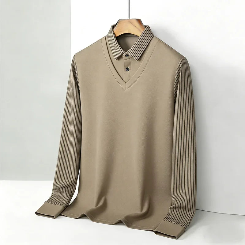 Men's Fake Two-Piece Striped Long Sleeve Top — MIG & MIK STYLE™
