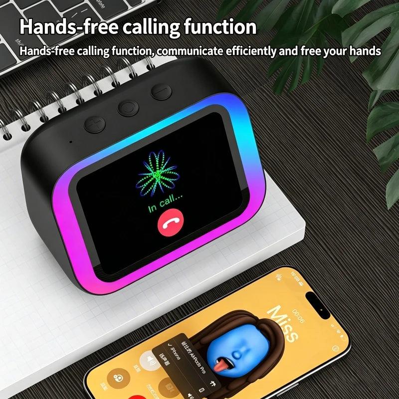 AI Bluetooth Speaker 5.4 AI voice assistant HD Touch Screen Display Electronic Album Alarm Clock Hands-free Calling 4inch Screen