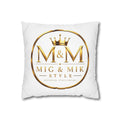 M&M Mig & Mik Gold Crown Decorative Pillowcase — Square Poly Canvas Throw Pillow Cover