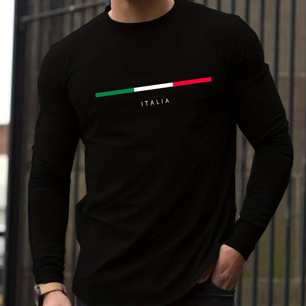 Men's Italia Print Cotton Long Sleeve Tee — MIG & MIK STYLE™