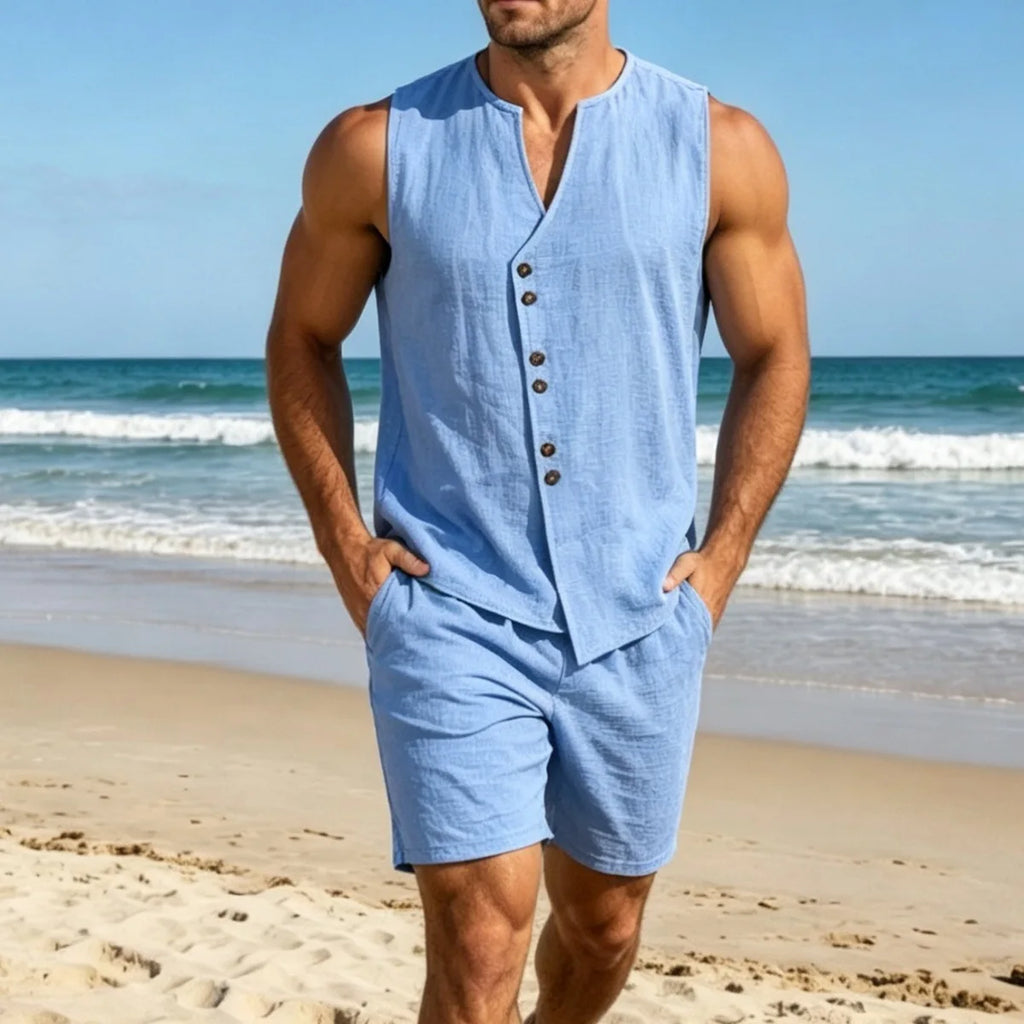 Men's Linen Vest & Shorts Set — MIG & MIK STYLE™