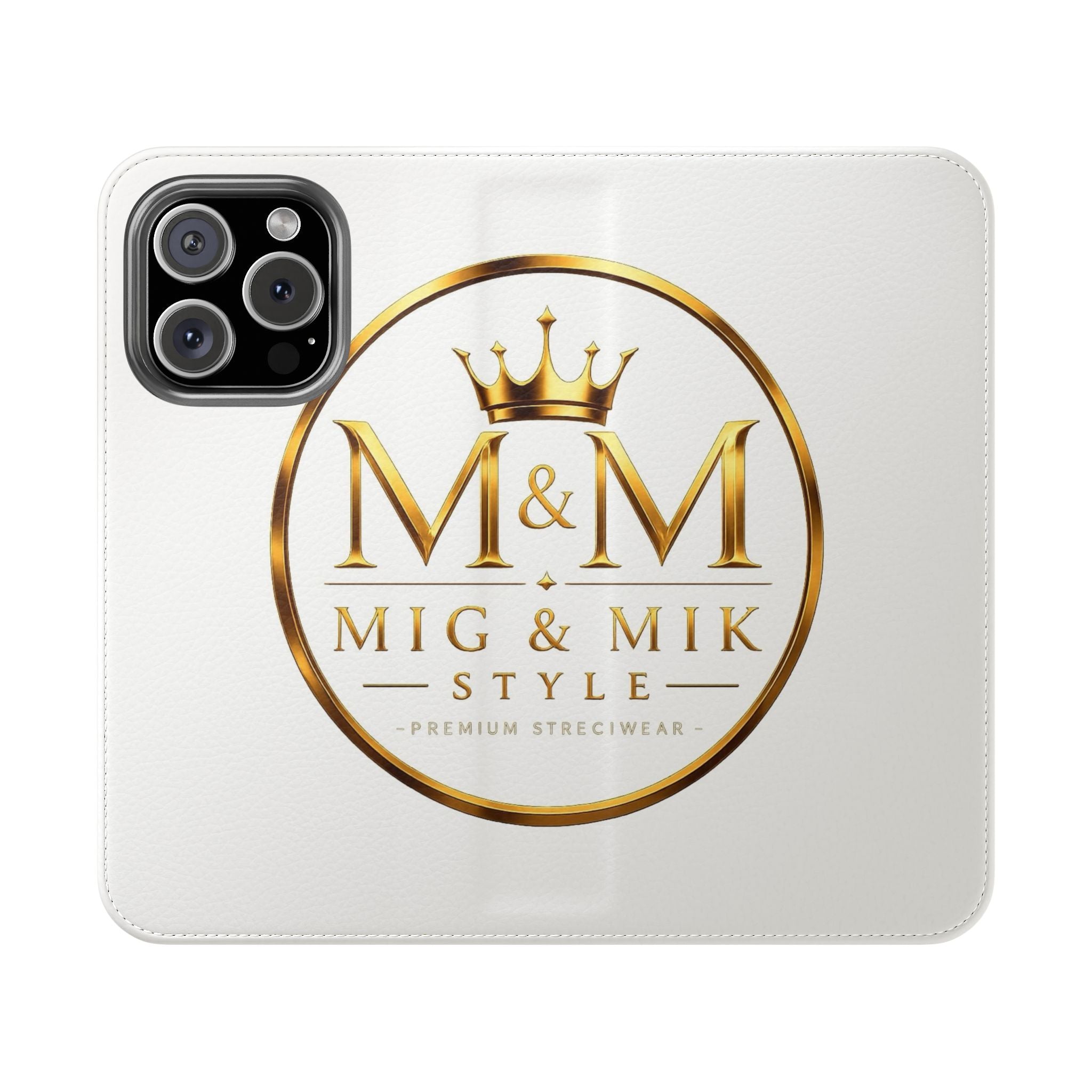M&M Gold Crest Flip Phone Case — Luxury Wallet Flip Case with Card Slots