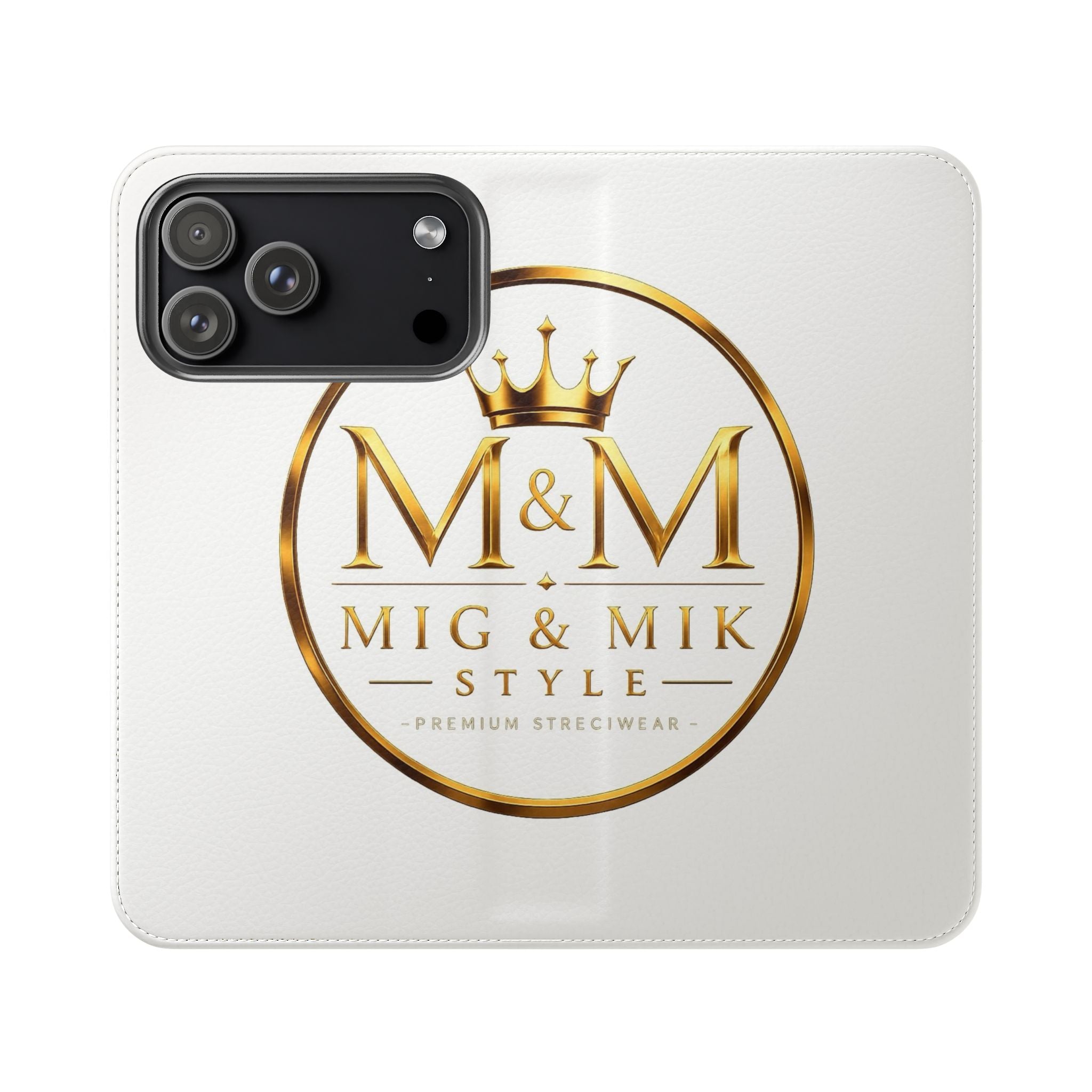 M&M Gold Crest Flip Phone Case — Luxury Wallet Flip Case with Card Slots