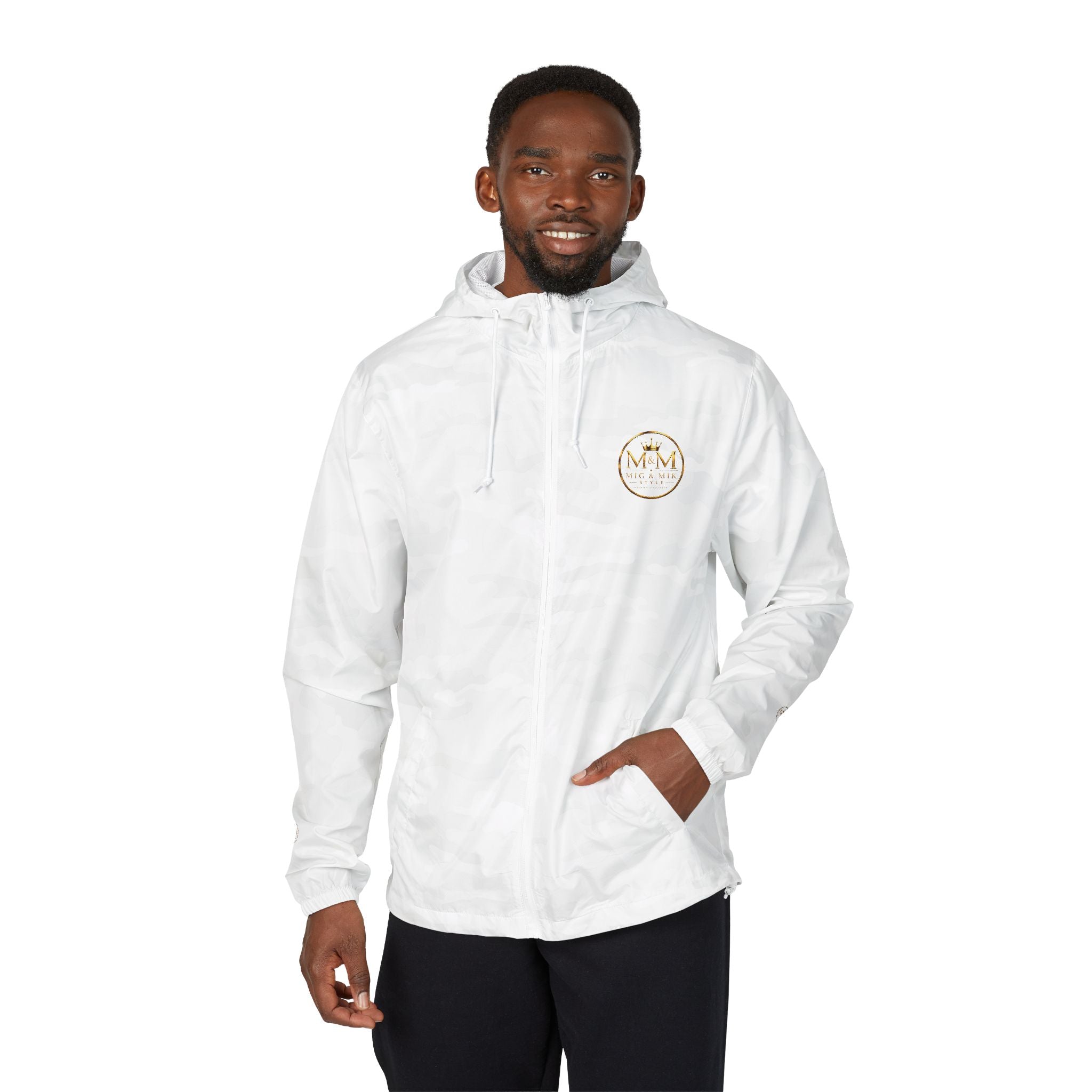 Crown Logo Windbreaker Jacket — White Luxury Monogram Shell