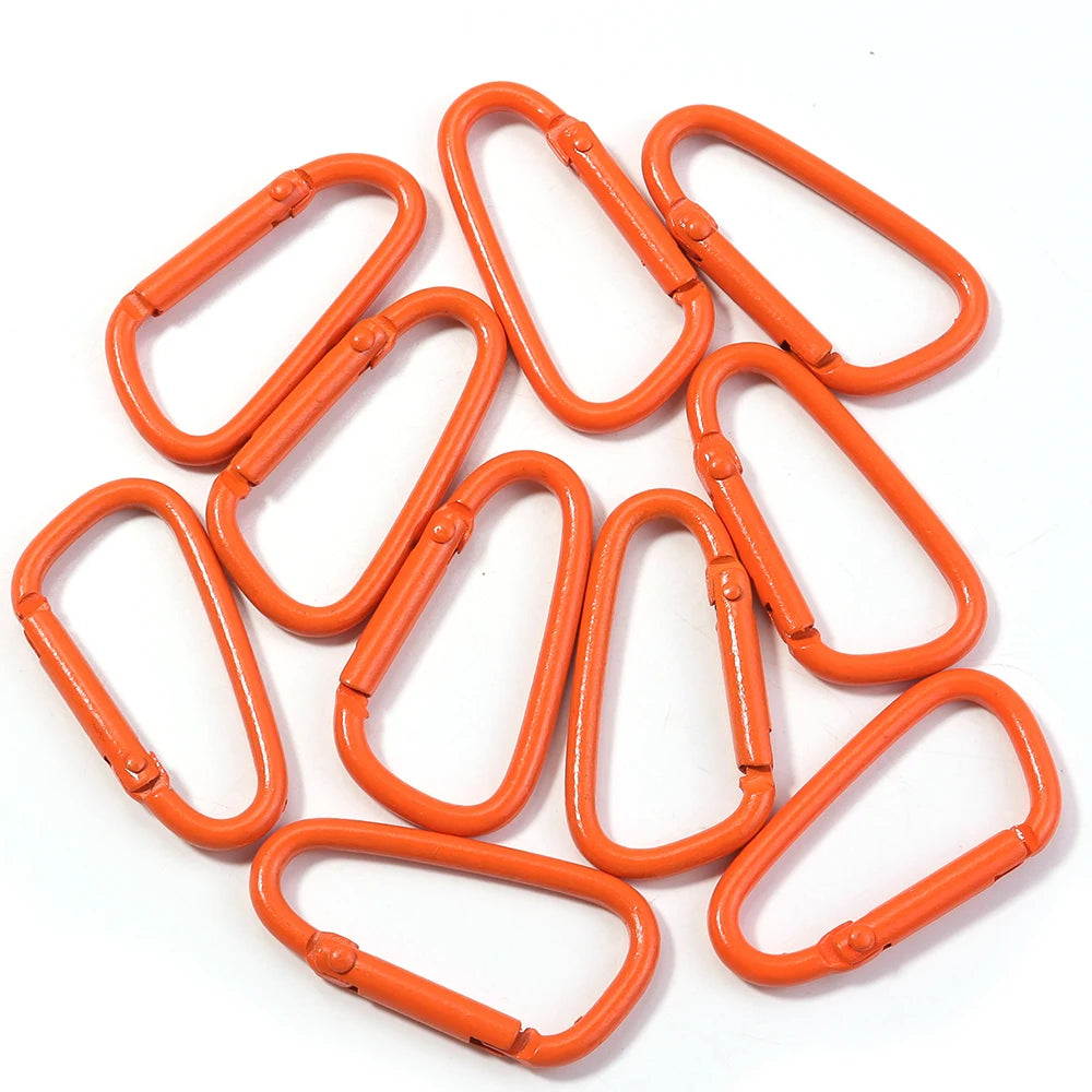 10pcs Colorful Carabiner Clip Alloy Keychain Clasps Hook 45X24mm D-ring Spring Snap Buckle For DIY Jewelry Making Accessories
